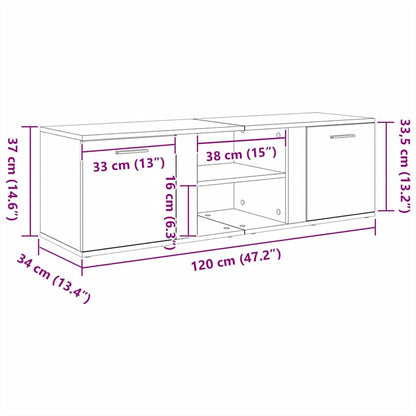 Mobile Porta TV Grigio Cemento 120x34x37cm in Legno Multistrato