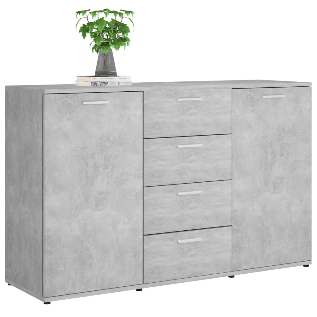 Cement Gray Sideboard 120x35.5x75 cm in Multilayer Wood