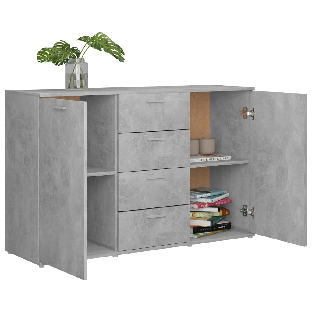 Cement Gray Sideboard 120x35.5x75 cm in Multilayer Wood