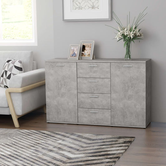 Cement Gray Sideboard 120x35.5x75 cm in Multilayer Wood