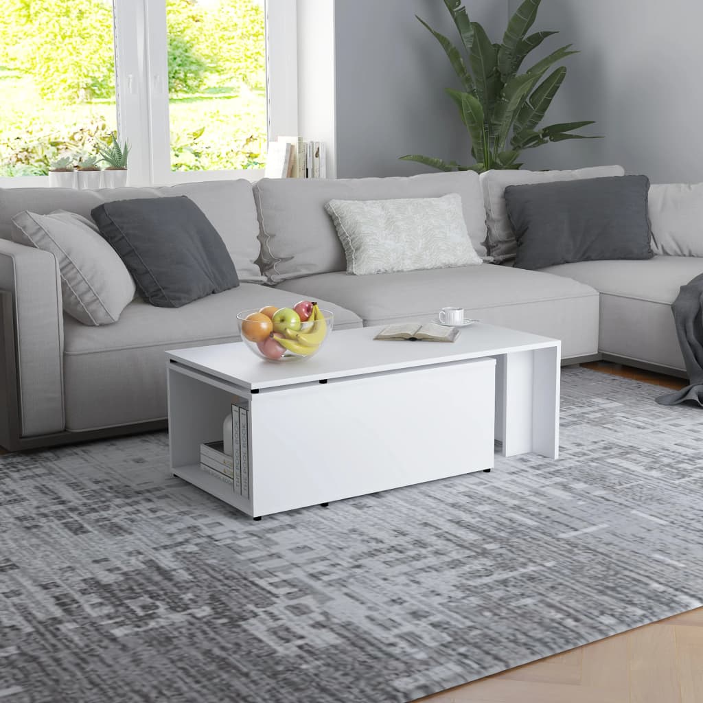 Tavolino da Salotto Bianco 150x50x35 cm in Legno Multistrato | homemem39