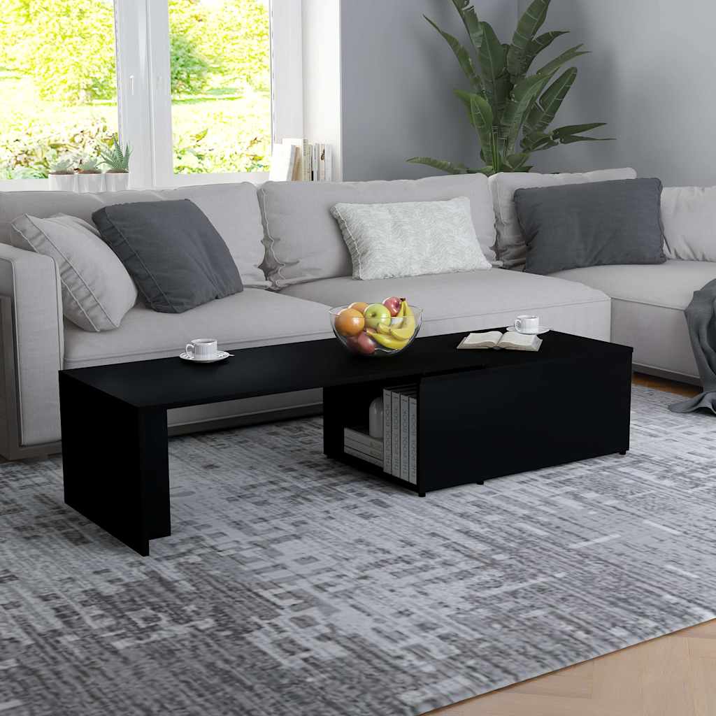 Tavolino da Salotto Nero 150x50x35 cm in Legno Multistrato