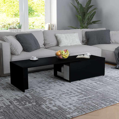 Tavolino da Salotto Nero 150x50x35 cm in Legno Multistrato