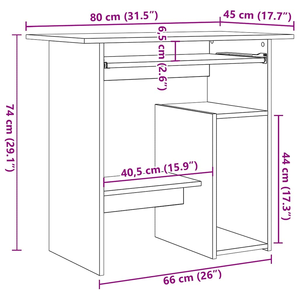 Scrivania Bianca 80x45x74 cm in Legno Multistrato