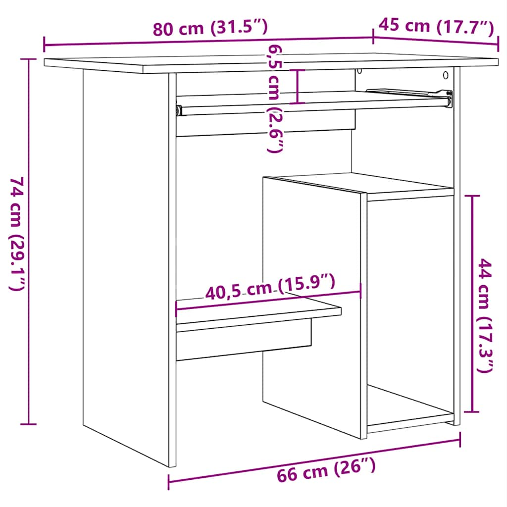 Scrivania Grigio Cemento 80x45x74 cm in Legno Multistrato