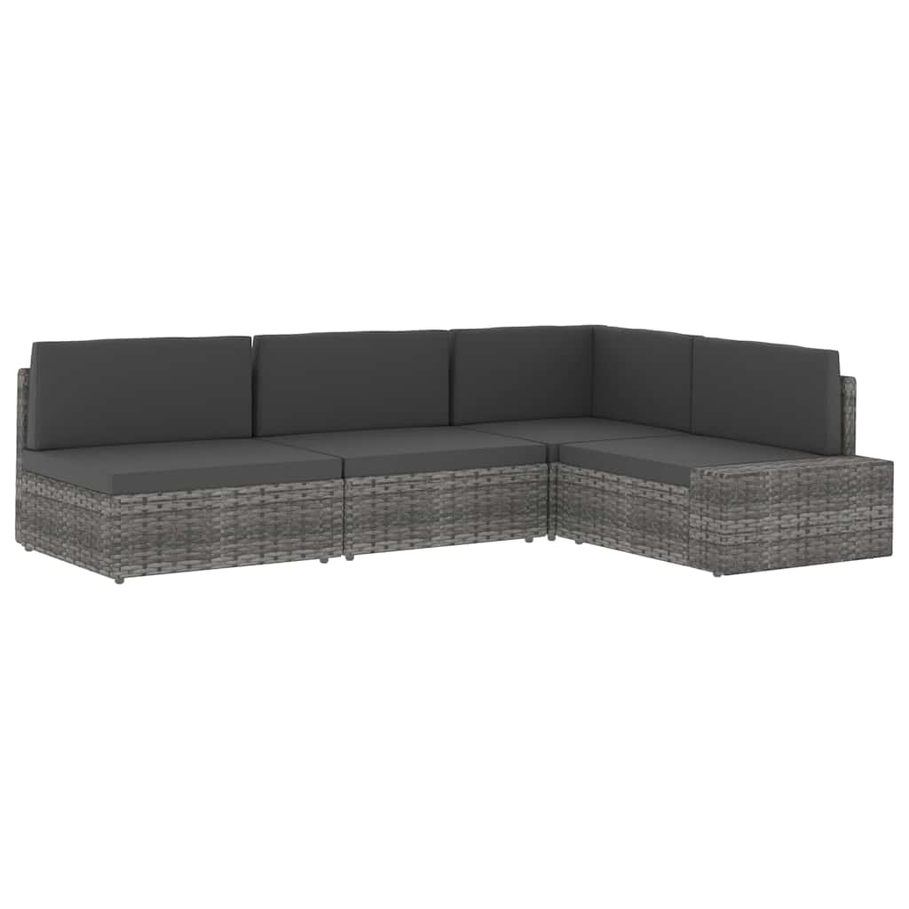 Divano ad Angolo Modulare Bracciolo Destro in Polyrattan Nero