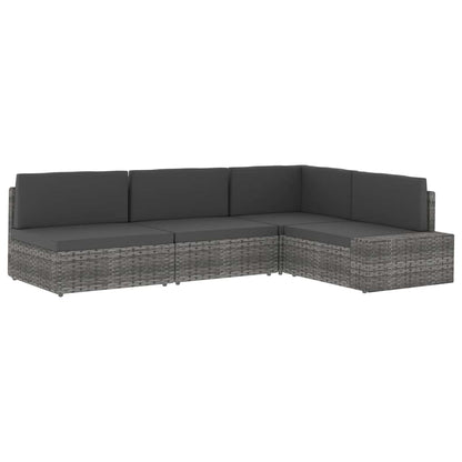 Divano ad Angolo Modulare Bracciolo Destro in Polyrattan Nero