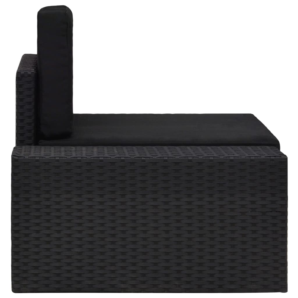 Divano ad Angolo Modulare Bracciolo Destro in Polyrattan Nero - homemem39