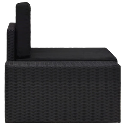 Divano ad Angolo Modulare Bracciolo Destro in Polyrattan Nero - homemem39