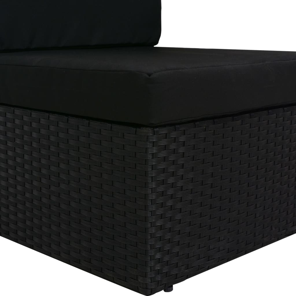 Divano ad Angolo Modulare Bracciolo Destro in Polyrattan Nero - homemem39