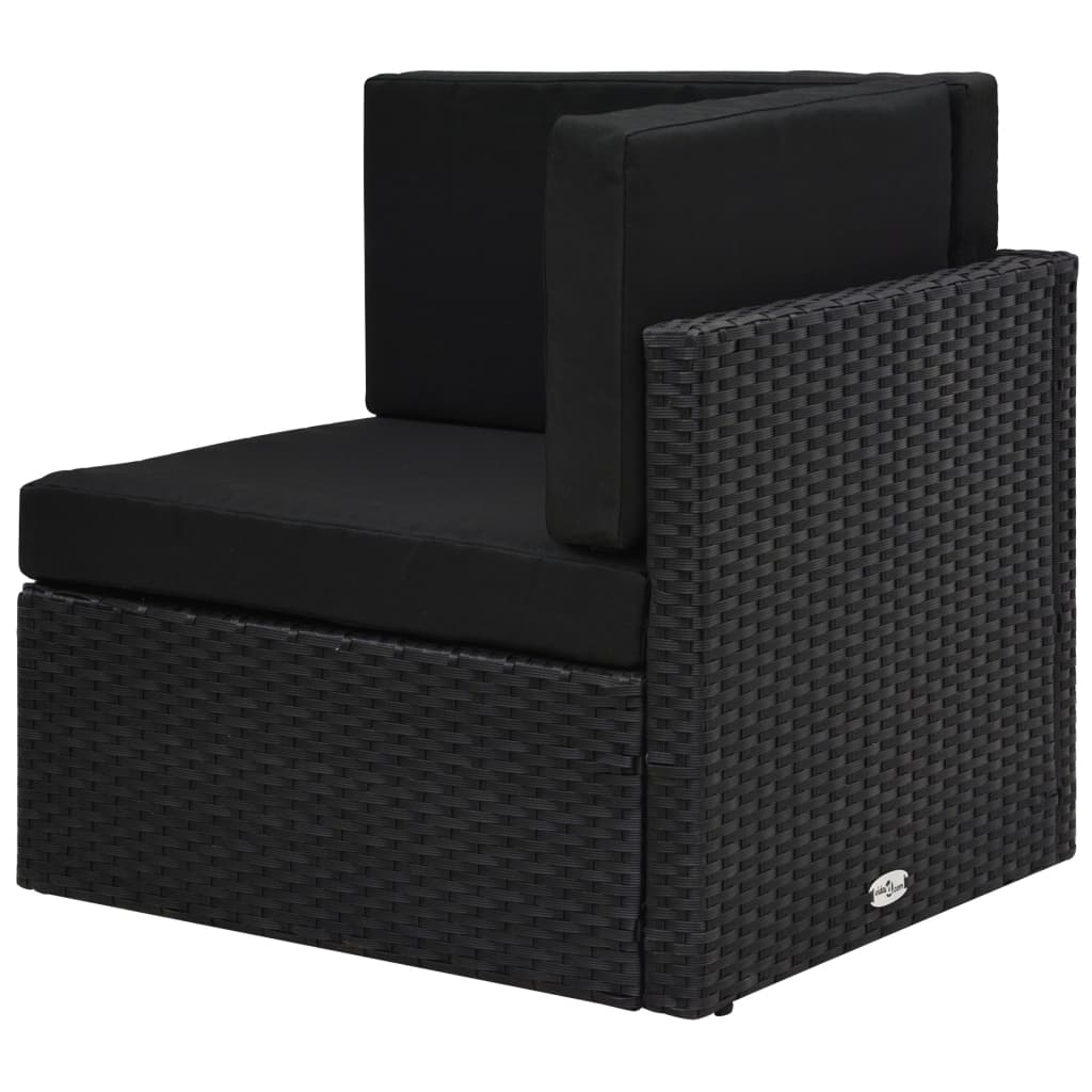 Divano ad Angolo Modulare in Polyrattan Nero - homemem39