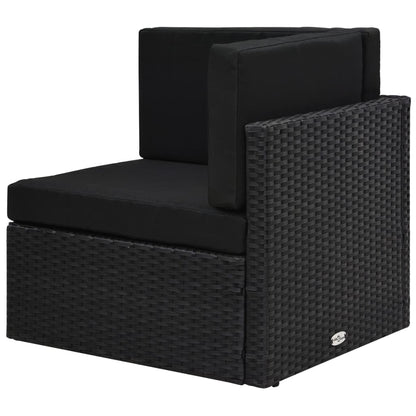 Divano ad Angolo Modulare in Polyrattan Nero - homemem39