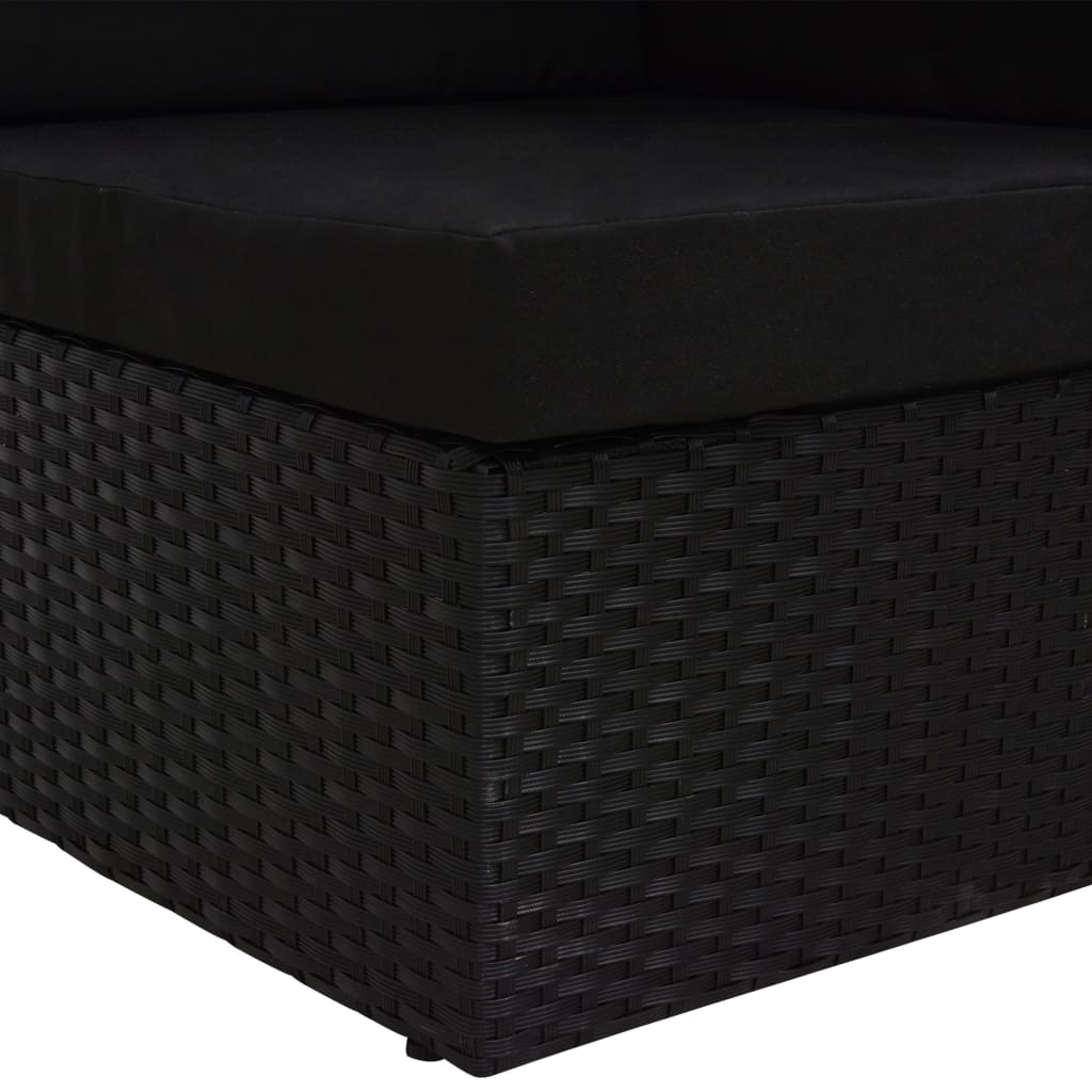 Divano ad Angolo Modulare in Polyrattan Nero - homemem39