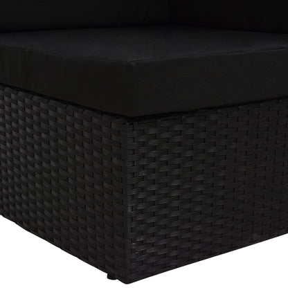 Divano ad Angolo Modulare in Polyrattan Nero - homemem39