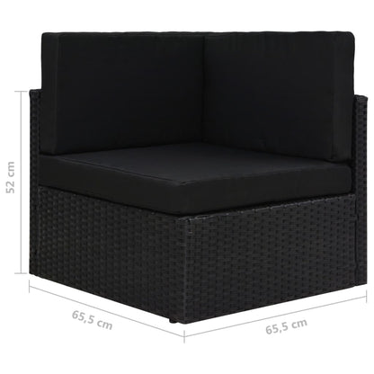 Divano ad Angolo Modulare in Polyrattan Nero - homemem39