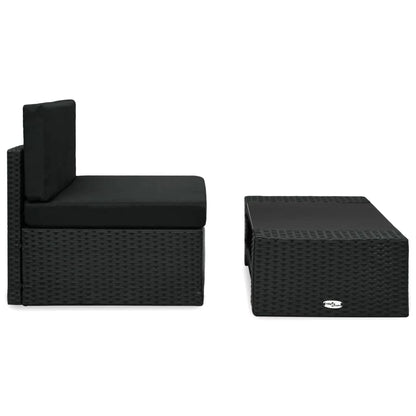 Set Divani da Giardino 2 pz in Polyrattan Nero | homemem39