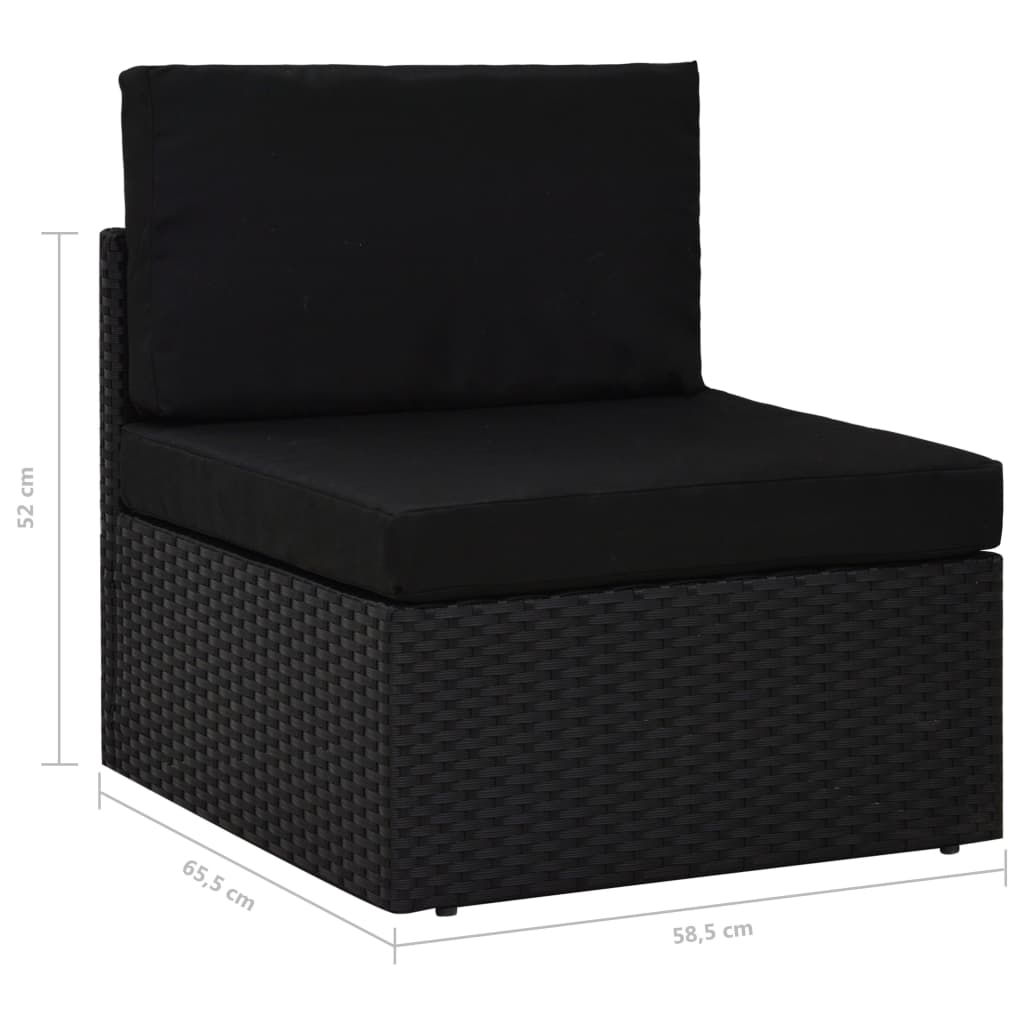 Divano Modulare a 2 Posti in Polyrattan Nero - homemem39