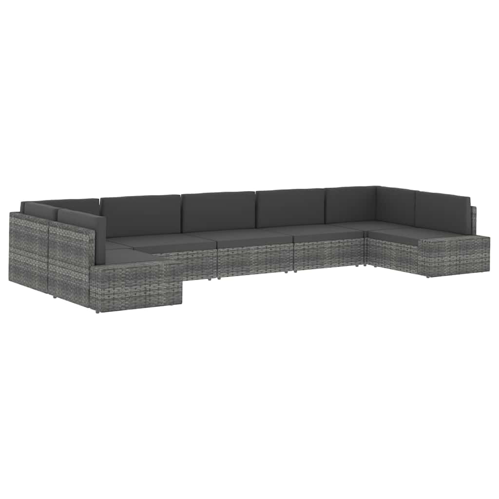 Divano Modulare a 2 Posti in Polyrattan Nero