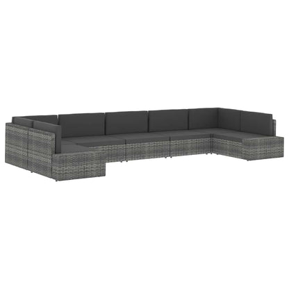 Divano Modulare a 2 Posti in Polyrattan Nero