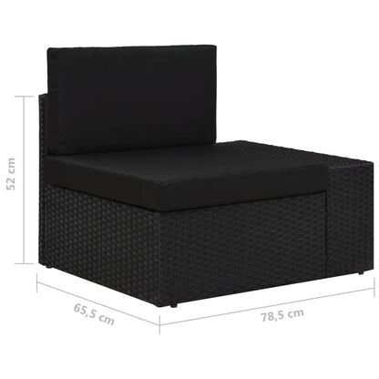 Divano Modulare a 2 Posti in Polyrattan Nero - homemem39