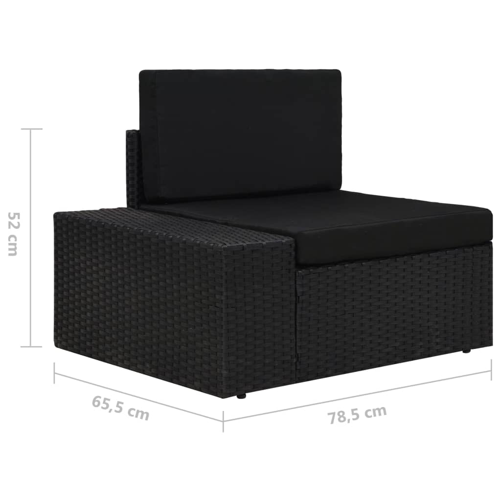 Divano Modulare a 2 Posti in Polyrattan Nero - homemem39