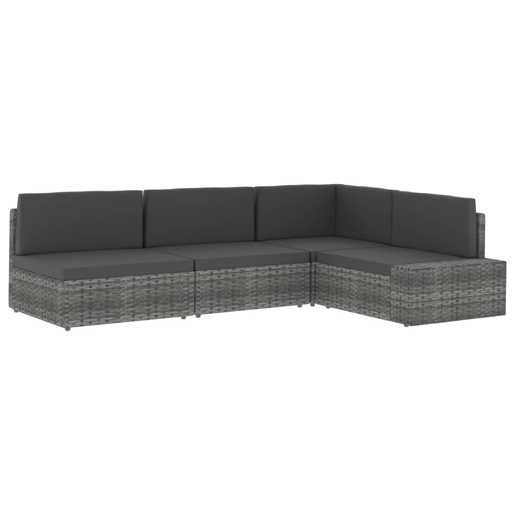 Divano ad Angolo Modulare in Polyrattan Grigio - homemem39