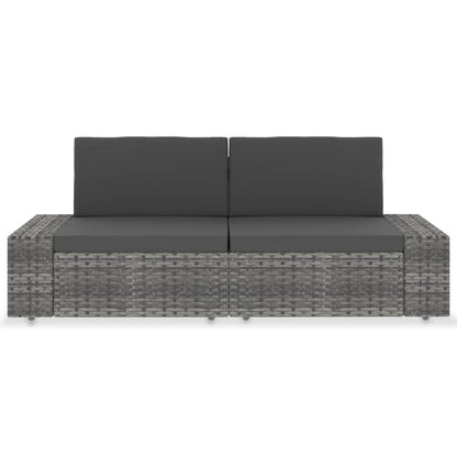 Divano Modulare a 2 Posti in Polyrattan Grigio - homemem39