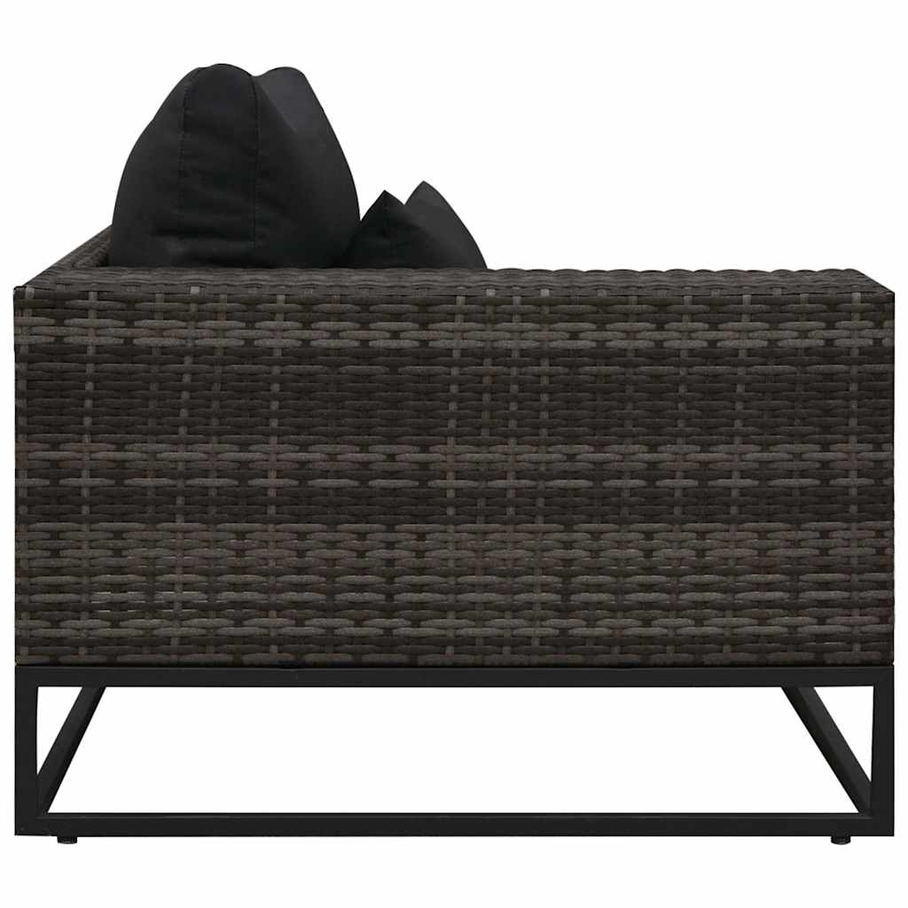 Set Divani da Giardino 5 pz con Cuscini in Polyrattan Grigio