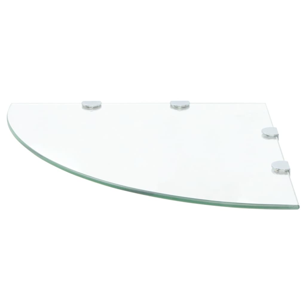 Scaffali Angolari 2 pz Supporti Cromati e Vetro Chiaro 45x45 cm | homemem39