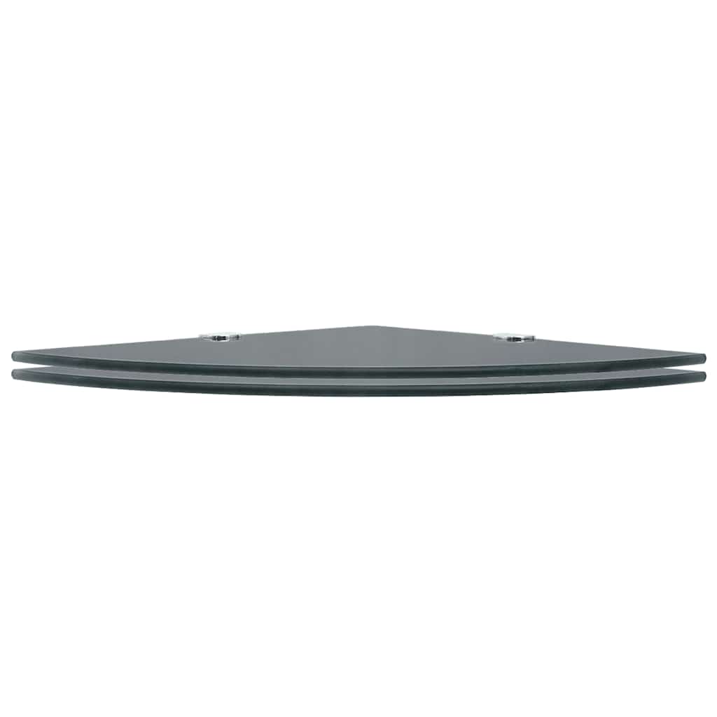 Scaffali Angolari 2 pz Supporti Cromati e Vetro Nero 25x25 cm | homemem39