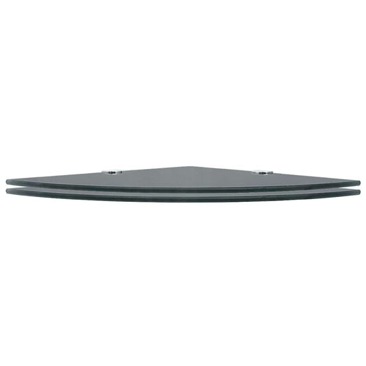 Scaffali Angolari 2 pz Supporti Cromati e Vetro Nero 25x25 cm | homemem39