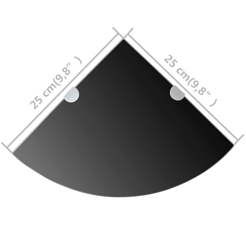 Scaffali Angolari 2 pz Supporti Cromati e Vetro Nero 25x25 cm | homemem39