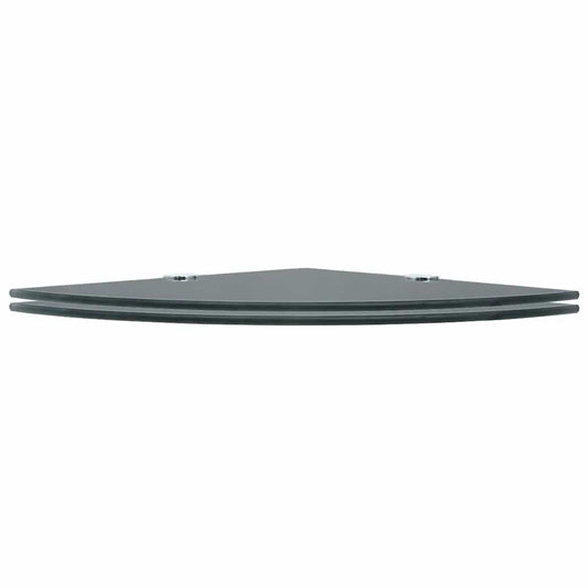 Scaffali Angolari 2 pz Supporti Cromati e Vetro Nero 35x35 cm | homemem39