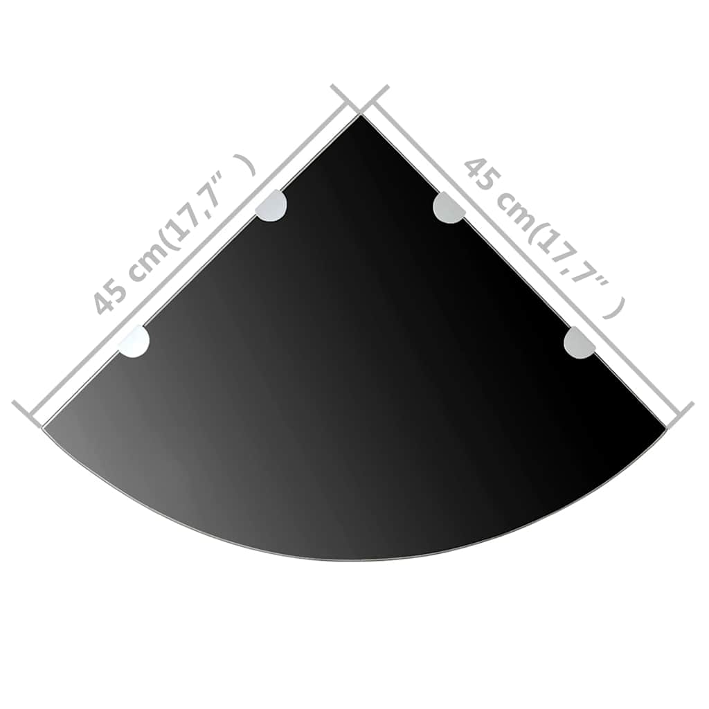 Scaffali Angolari 2 pz Supporti Cromati e Vetro Nero 45x45 cm | homemem39
