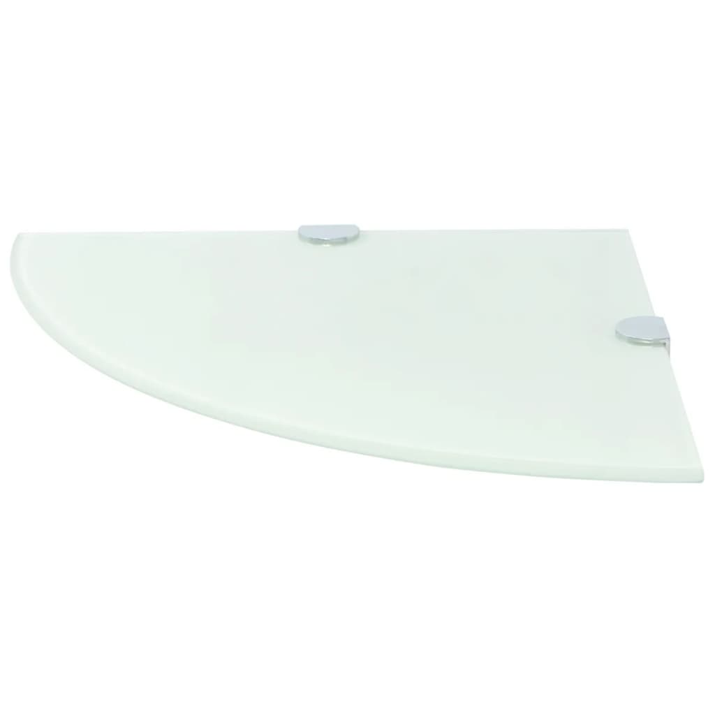 Scaffali Angolari 2 pz Supporti Cromati e Vetro Bianco 25x25 cm | homemem39