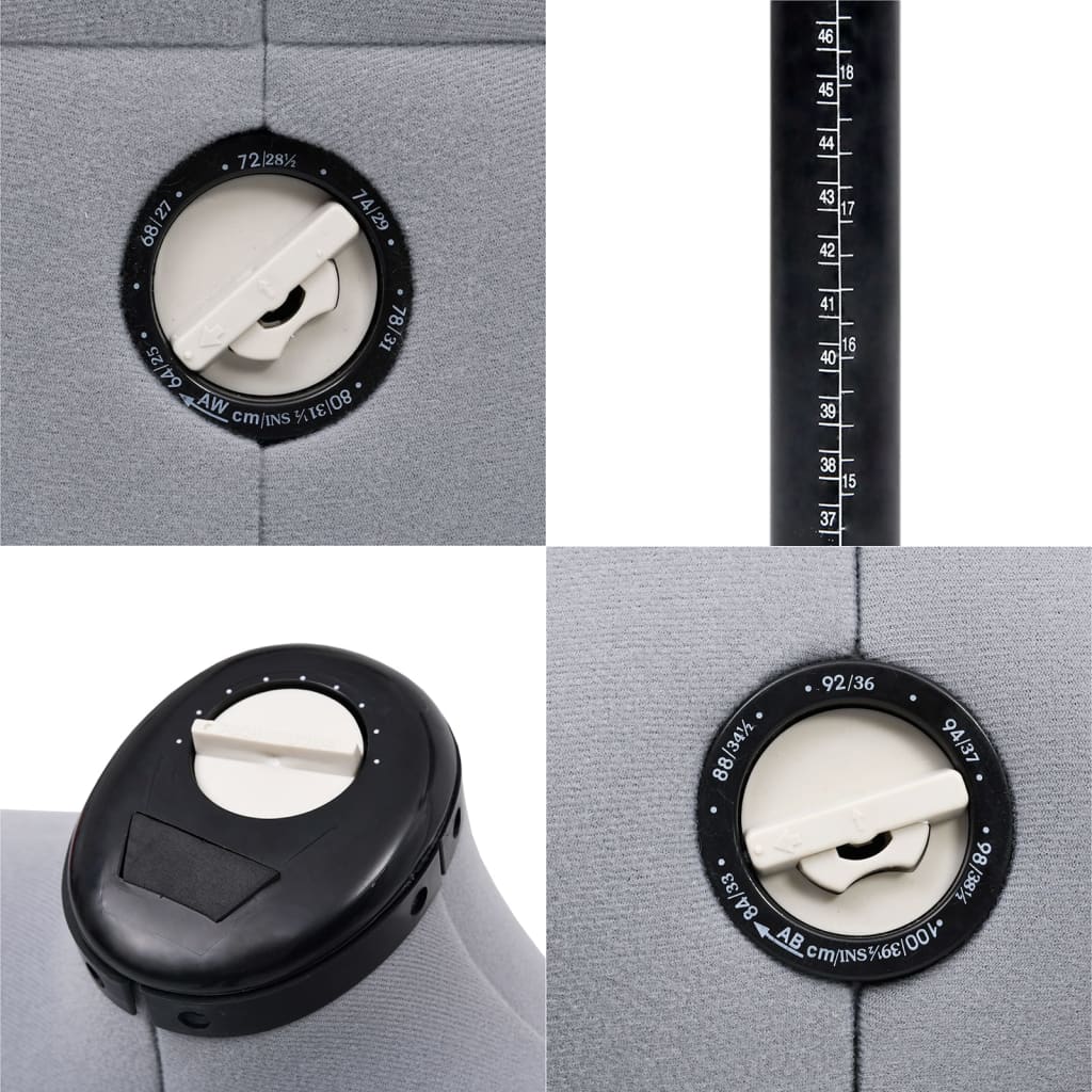 Manichino Femminile Regolabile Grigio Taglia S Size 33-40 - homemem39