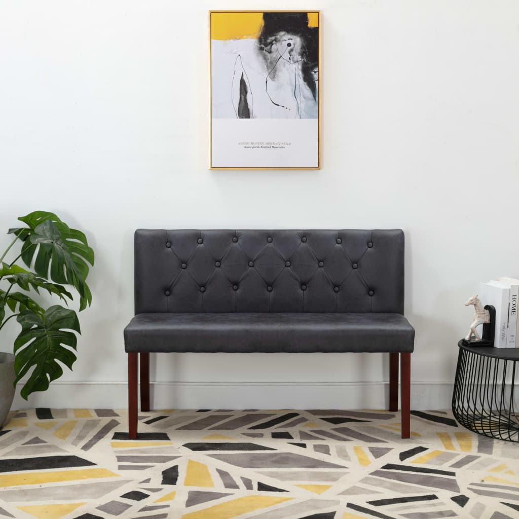 Panca 120 cm Grigia in Similpelle Scamosciata | homemem39