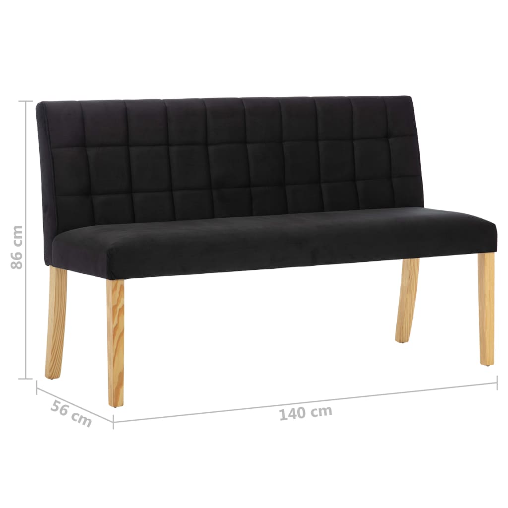 Panca 140 cm Nera in Velluto | homemem39