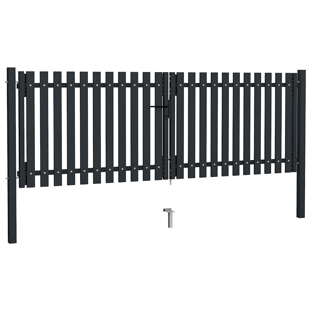 Cancello per Recinzione a doppia Porta in Acciaio 300x100 cm Antracite | homemem39