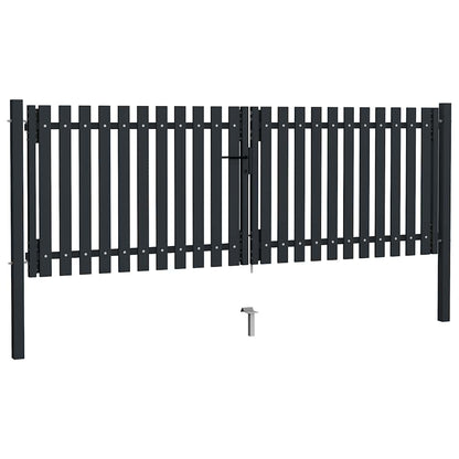 Cancello per Recinzione a doppia Porta in Acciaio 300x100 cm Antracite | homemem39