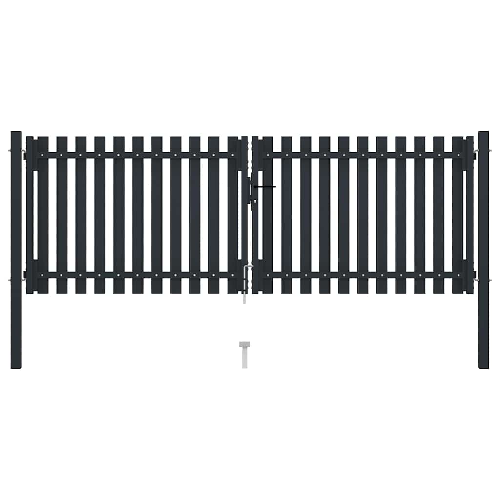 Cancello per Recinzione a doppia Porta in Acciaio 300x100 cm Antracite | homemem39
