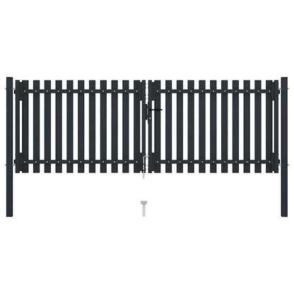 Cancello per Recinzione a doppia Porta in Acciaio 300x100 cm Antracite | homemem39