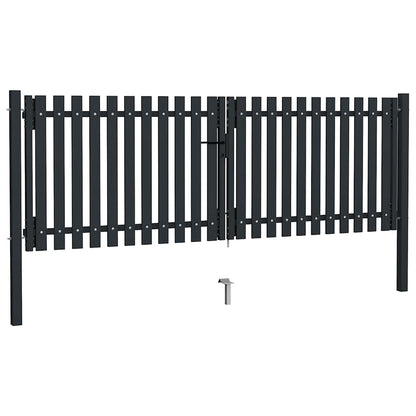 Cancello per Recinzione a doppia Porta in Acciaio 300x125 cm Antracite | homemem39