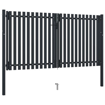 Cancello per Recinzione a doppia Porta in Acciaio 300x150 cm Antracite | homemem39