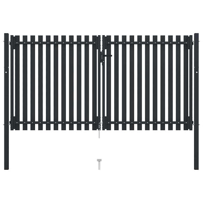 Cancello per Recinzione a doppia Porta in Acciaio 300x150 cm Antracite | homemem39