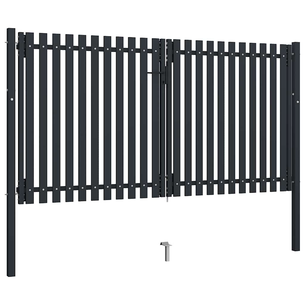 Cancello per Recinzione a doppia Porta in Acciaio 300x175 cm Antracite | homemem39