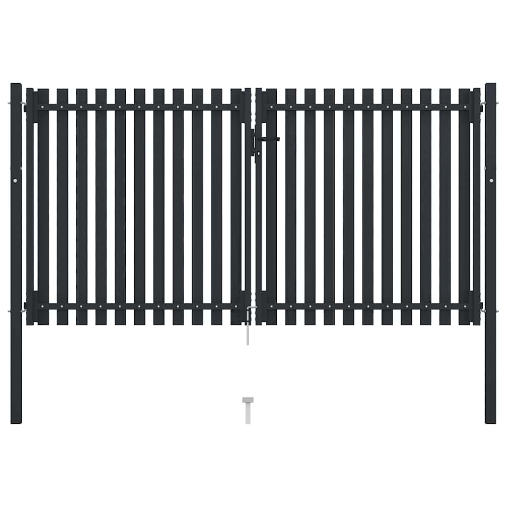 Cancello per Recinzione a doppia Porta in Acciaio 300x175 cm Antracite | homemem39
