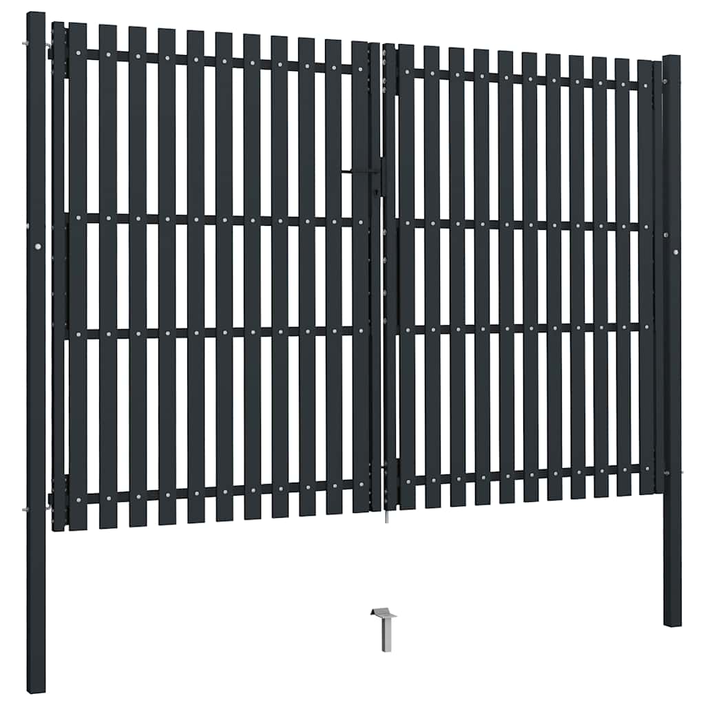 Cancello per Recinzione a doppia Porta in Acciaio 300x200 cm Antracite