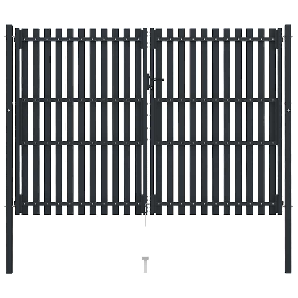 Cancello per Recinzione a doppia Porta in Acciaio 300x200 cm Antracite