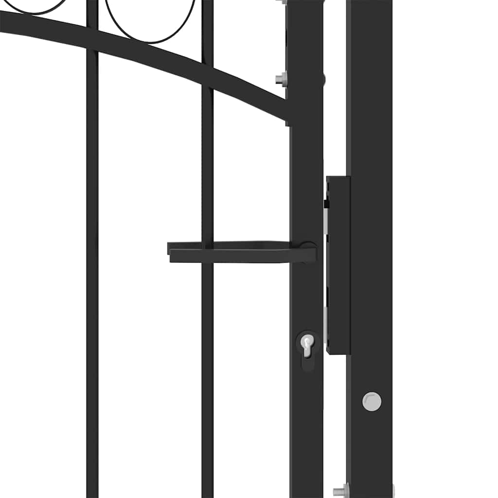 Cancello per recinzione EMMEN con parte superiore ad arco in acciaio 100x98,5 cm Nero | homemem39